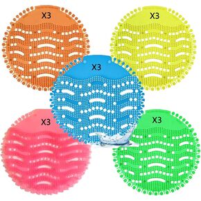15 Packs Urinal Screens Deodorizer, Anti-Splash Urinal Screens Cakes for Toilets in Bathroom Office Stadiums Schools Hotels