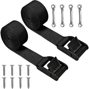 Battery Hold Down Straps 1" x 4ft, Battery Tie Down Kit with Cam Buckle, Stainless Steel Bracket and SS Screws Used for Securing Cooler, Battery Box, Fuel Tank, Luggage Belt, RV and More