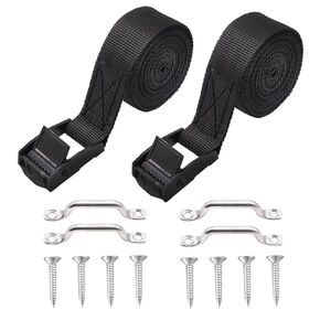 2 Sets 1"x 48"(4 ft) Battery Tie Down Strap kit with Stainless Steel Cam Buckle, Stainless Steel Bracket and SS Screws for Boats, Luggage Belt, Cars