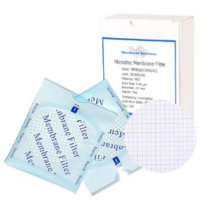 Membrane Solutions MCE Gridded Membrane Filter, Mixed Cellulose Esters Membrane Filter, Sterile Individual Pack Membrane Disc Filter, Diameter: 47 mm, Pore Size: 0.45 um, 100/Pk