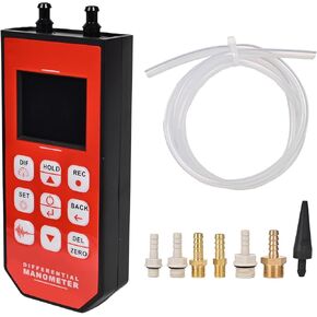 Manometer, Professional Air Pressure Meter, Dual-Port HVAC Digital Manometer Gas Pressure Tester,12 Selectable Units Differential Pressure Gauge, Large TFT Display with Backlight