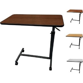 ProHeal Medical Overbed Table with Wheels and Adjustable Height - Mahogany Color Rolling Over Bed Bedside Table for Hospital and Home Use