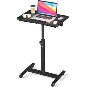 Adjustable Overbed Bedside Table, Hospital Bed Table with Wheels, Rolling Desk, Mobile Desk, Rolling Laptop Stand, Computer Cart, Portable Desk on Wheels, Small Standing Desk or Bed Table Tray