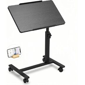 Over The Bed Table with Wheels Adjustable Height Bedside Table Rolling Desk Laptop Bed Table Tray Table Portable Desk Hospital Table (Black)
