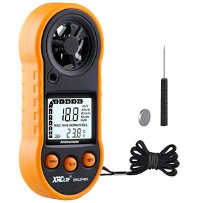 Digital Wind Speed Meter Anemometer Handheld Wind Gauges Air Flow Velocity Meter for Measuring Wind Chill Temperature Speed, Wind Meter Thermometer Gauge for Shooting Windsurfing Fishing Hunting