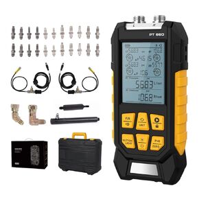 PT660 Digital Brake Pressure Tester,Brake System Pressure Tester, Digital Manometer,0 to 210 Bar,Dual-Channel Pressure Measurement,Multiple Compatible Connectors,Smart Alarm Notification