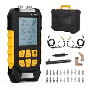 Brake System Pressure Tester,Brake Pressure Tester,Brake Pressure Tester Kit,Handheld Manometer,Dual-Channel Pressure Measurement,Data Locking&Zeroing,Multiple Connectors