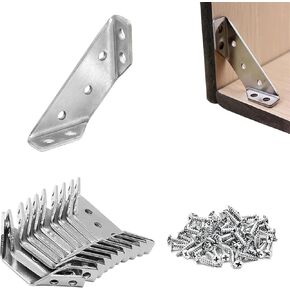Universal Furniture Corner Connector, Angle Fasten Connector Furniture Triangle Support Frame Stainless Steel Corner Bracket, Corner Bracket Support with Screws (20 Pcs + 140 Screw)