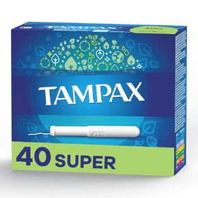 Tampax Tampons, Super Absorbency, Cardboard Applicator, Leakgaurd Skirt, Unscented, 40 Count