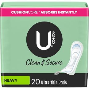 U by Kotex Clean & Secure Ultra Thin Pads, Regular Absorbency, 176 Count (4 Packs of 44)