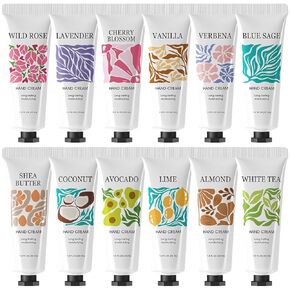 BODY & EARTH # LOVE 12 Pack Natural Plant Fragrance Moisturizing Hand Cream for Dry Hands Mini Hand Lotion with Shea Butter Travel Size Hand Cream Set Gift Set for Women