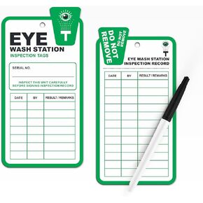 Eye Wash Station Inspection Tags 25 Pack, Plastic Eyewash Inspection Tags, Legend Eye Wash Station, Yearly Monthly Inspection Record Tags for Eye Wash Station, OSHA Eye Wash Tags Cards