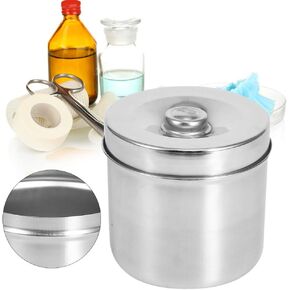 Stainless Steel Jar, Box Cotton Box Iodophor Gauze Container, Steel Ointment Jar Dressing Steel Pot Dressing Lid Reagent Bottles Dental Supplies(12cm gauze cylinder)
