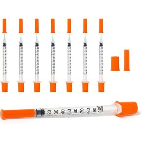 1ml Syringes 100 Pack,Disposable Lab Syringes,30g 1/2 Inch 1 ml Syringe ,Individually Wrapped