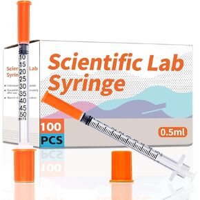 1ml/cc 31G 1/2 Inch Syringes, U-100 Lab Tools Syringe, Individual Wrapped, 25 Pack
