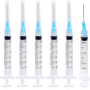 20 Pack 3ml Disposable Syringe with Needle - 25G 1 Inch Luer Lock Syringes, Individually Wrapped (25Ga 1" Needle 20Pack)