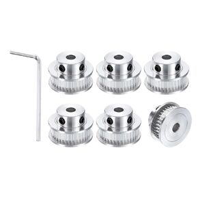 uxcell 6pcs GT-2 36T Pulley Synchronous Wheel 5mm Bore, Aluminum Timing Pulley 36 Teeth, Fit Width 6mm Timing Belt for 3D Printer CNC Machine (with A Wrench)