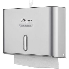 Paper Towel Dispenser Wall Mount, Adhesive No Drilling Multifold Trifold C Fold Commercial Hand Towel Dispenser,Silver