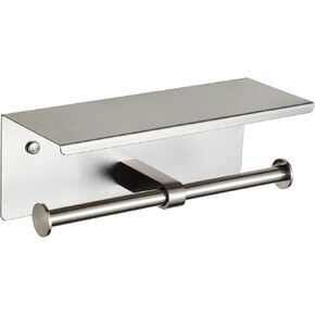 BGL Toilet Paper Holder - Stainless Steel Toilet Paper Roll Holder with Shelf Wall Mounted for Bathroom (Black, Double Head)