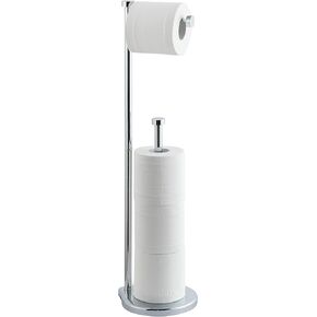 SunnyPoint Free Standing Bathroom Toilet Paper Holder Stand with Reserve, Reserve Area has Enough Space for Jumbo Roll (Chrome)