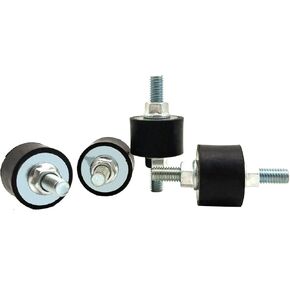 M10 Rubber Studs Shock Absorber Anti-Vibration Isolator Mounts, Rubber Cylindrical Vibration Isolation Mount, for Air Compressors Garage Motor Diesel Engines with Non-Slip Nuts, 4 Pack Double Stud