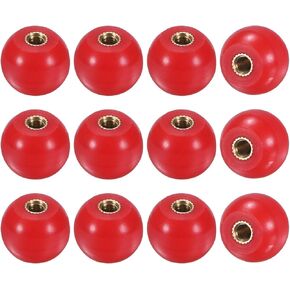 12-Pack Threaded Ball Knobs, M6 Female Thread 25mm Dia. Thermoset Ball Knob for Lathe/Machine/Lawn Mowers, Round Phenolic Brass Insert Lever Handle [Red] in Saudi Arabia