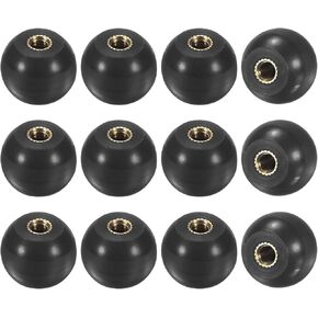 12-Pack Threaded Ball Knobs, M6 Female Thread 25mm Dia. Thermoset Ball Knob for Lathe/Machine/Lawn Mowers, Round Phenolic Brass Insert Lever Handle [Red]