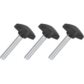 uxcell 3Pcs Tee Wing Knobs Thumb Screws, M8 x 100mm Clamping Screw Knob Male Thread Carbon Steel T Shaped Thumb Screws Handle 36mm Dia. for Hand Tightening Knob Replacement, Black