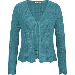 GRACE KARIN Women's Long Sleeve Cardigan Tie Front V Neck Crochet Lightweight Shrug Sweaters for Dresses Knit Top