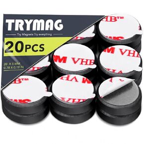 Magnets for Crafts with Adhesive Backing, TRYMAG Small Ceramic Crafts Magnets Round Disc Magnets, Tiny Flat Circle Ferrite Industrial Magnets for Crafts, Science, Hobbies, Project - 0.7Inch, 20PCS