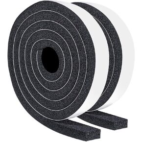 TORRAMI Weather Strip 2 inch W X 1/8 inch T, High Density Adhesive Foam Seal Tape Soundproofing Insulation Gasket for Door and Windows (16.5 Ft Length)