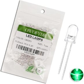 100pcs 5mm Red Diffused Dimmable LED diode lamp (Color Lens Frosted Round DC 2V 20mA) Lighting Bulb lamp Electronic Component Indicator Light Emitting diode