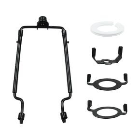 7 8 9 10 Inch Adjustable Lamp Shade Holder Bracket, Metal Lamp Accessories Kit Included E14 E26 E27 Light Base UNO Fitter Adapter, 3/8 Inch Standard Saddle and Finial Top (Black)