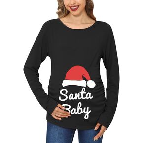 For G and PL Womens Christmas Ugly Scoop Neck Long Sleeve Maternity Tops