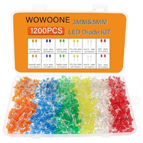 200Pcs 5mm Led Diode Lights Yellow Led Emitting Assortment Kit,Round Diode Light Assorted Set