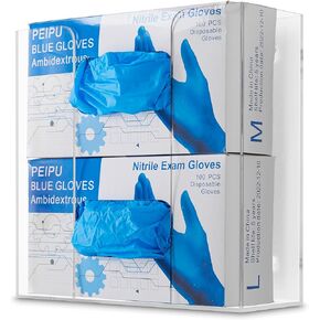 Stock Your Home Triple Acrylic Gloves Dispenser, Tissue Box Shelf, Glove Holder Wall Mount, for Kitchen, Cleaning Closet, Lab, Exam, Office