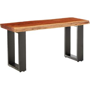 Alaterre Furniture Alpine Live Edge Solid Acacia Wood 36-Inch Bench Accent, Entryway Hall Decor with Black Metal Legs - Entry Organizer with Floor Protectors, Unique, and Durable
