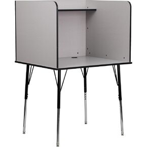Flash Furniture Justin Height-Adjustable Student Study Carrel for Testing Centers/Classrooms, Modular Study Carrel/Private Student Testing Desk, Gray