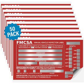 50 Pack Vehicle Inspection Label 5 Mil Annual Inspection Dot Annual Vehicle Inspection Report Labels 6"*3.5" Permanent Self Adhesive for Vehicle Aluminum