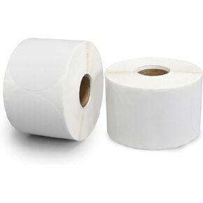 ESSENTIAL 2" Circle Direct Thermal Barcode Sticker Labels, Self-Adhesive Round White Shipping Labels, Compatible with Rollo & Zebra Label Printers, 750 Labels of Roll (2 Rolls, 1500 Labels)