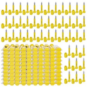 Bolt Seal, 100 Pieces, Long Bolt Shipping Seal with Progressive Numbering, Yellow, for Cargo Containers and Truck Trailers, ISO 17712 Certified