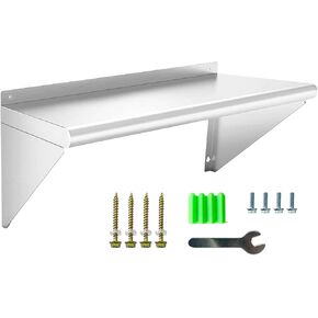 Stainless Steel Shelf 12" x 24" - 2 Pack 250 lb Wall Mounted Commercial Stainless Steel Shelves Metal Shelving for Restaurant, Bar, Utility Room, Kitchen and Garage