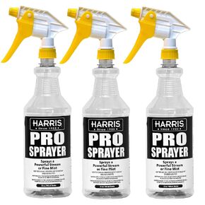 HARRIS Professional Spray Bottle 32oz (3-Pack), All-Purpose for Cleaning and Plants with Clear Finish, Pressurized Sprayer, Adjustable Nozzle and Measurements