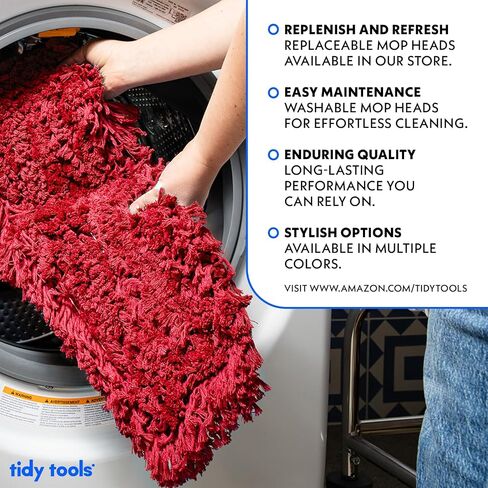 Commercial Dust Mop Replacement Head - 24 x 5 in. Cotton Nylon Reusable Mop Head- Industrial Dust Mop Refill for Floor Cleaning & Janitorial Supplies, Red in Kuwait
