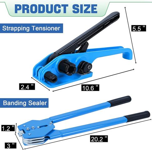 MYFAMIREA Banding Packaging Pallet Strapping Kit Poly Strapping Tensioner Tool, Banding Sealer Tool, 300 Metal Seals, 3500' Length PP Packaging Strapping Banding (Red) in Kuwait