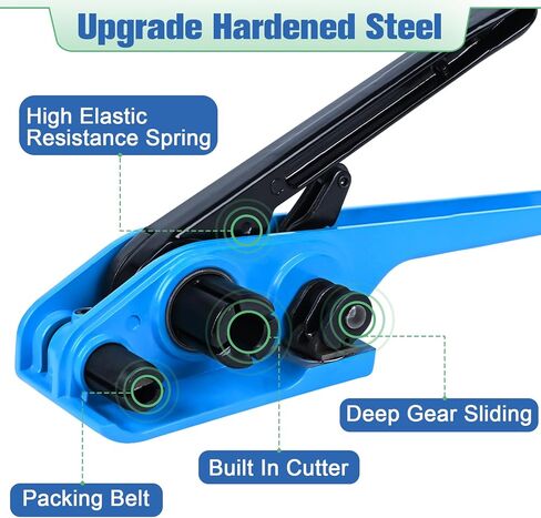 MYFAMIREA Banding Packaging Pallet Strapping Kit Poly Strapping Tensioner Tool, Banding Sealer Tool, 300 Metal Seals, 3500' Length PP Packaging Strapping Banding (Red) in Kuwait