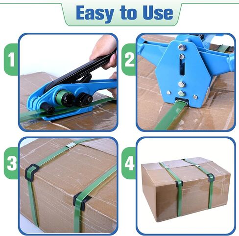 MYFAMIREA Banding Packaging Pallet Strapping Kit Poly Strapping Tensioner Tool, Banding Sealer Tool, 300 Metal Seals, 3500' Length PP Packaging Strapping Banding (Red) in Kuwait