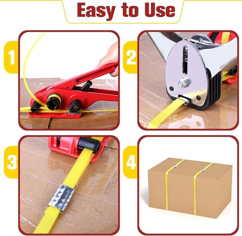 MYFAMIREA Banding Packaging Pallet Strapping Kit Poly Strapping Tensioner Tool, Banding Sealer Tool, 300 Metal Seals, 3500' Length PP Packaging Strapping Banding (Red) in Kuwait