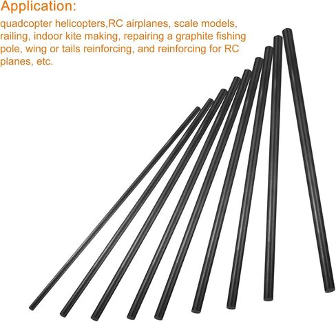 MECCANIXITY Carbon Fiber Rod, 5mm x 300mm Carbon Rod Bar for RC Plane DIY Craft Kite Wing Tube Quadcopter Arm Repair Pack of 6 in Saudi Arabia