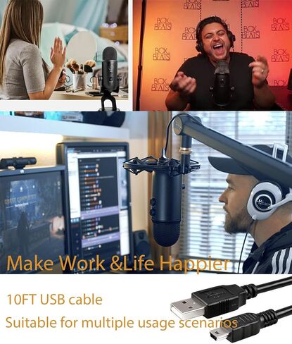 6.6ft Blue Yeti Microphone Cord Blue Yeti Cord Blue Yeti USB Cable for Blue Yeti, Blue Yeti Pro, Snowball iCE Microphones,Power Cable USB A Male to Mini USB Data Transfer Cord (6.6FT/2.0m) in Kuwait